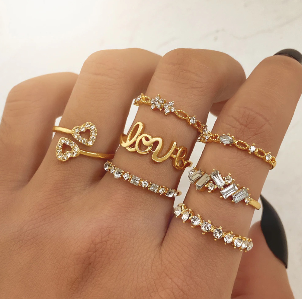 Bohemian Gold 7 Piece Ring Set